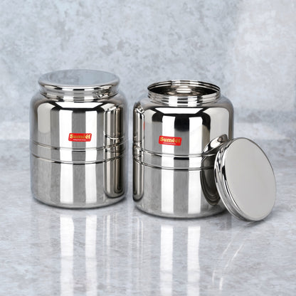 Sumeet Stainless Steel Unique Traditional Shape Extra Small Storage Containers