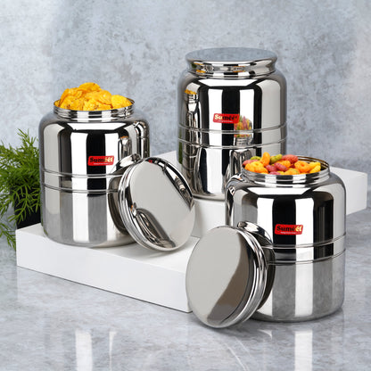 Sumeet Stainless Steel Unique Traditional Shape Extra Small Storage Containers