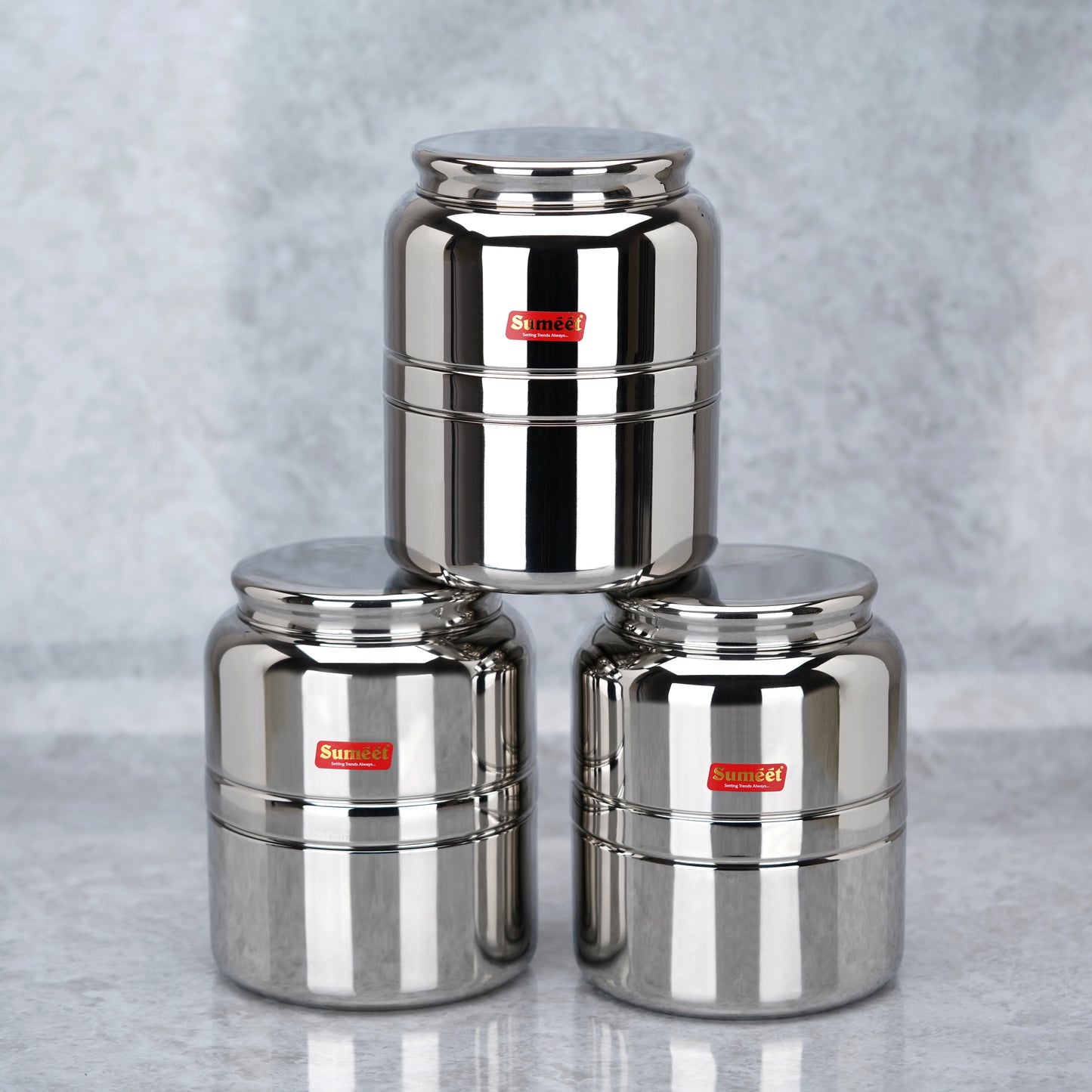 Sumeet Stainless Steel Unique Traditional Shape Extra Small Storage Containers