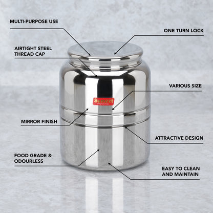 Sumeet Stainless Steel Unique Traditional Shape Extra Small Storage Containers