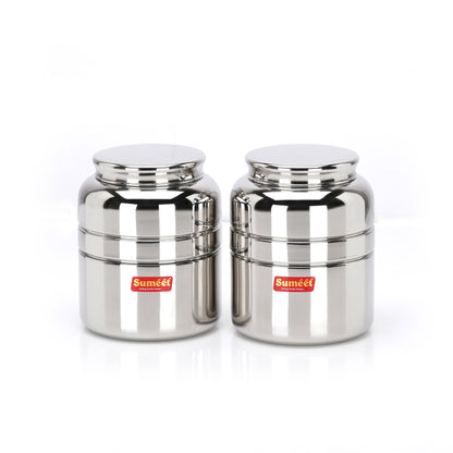 Sumeet Stainless Steel Unique Traditional Shape Extra Small Storage Containers