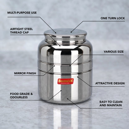 Sumeet Stainless Steel Unique Traditional Shape Extra Small Storage Containers