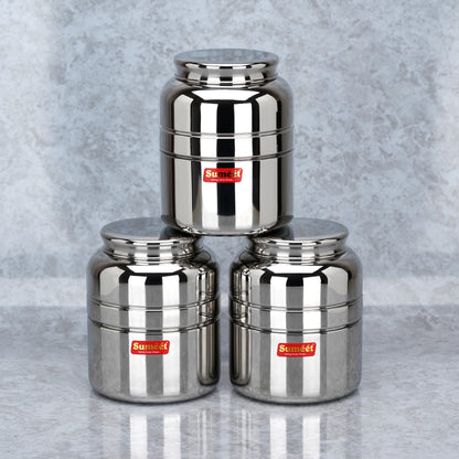 Sumeet Stainless Steel Unique Traditional Shape Extra Small Storage Containers