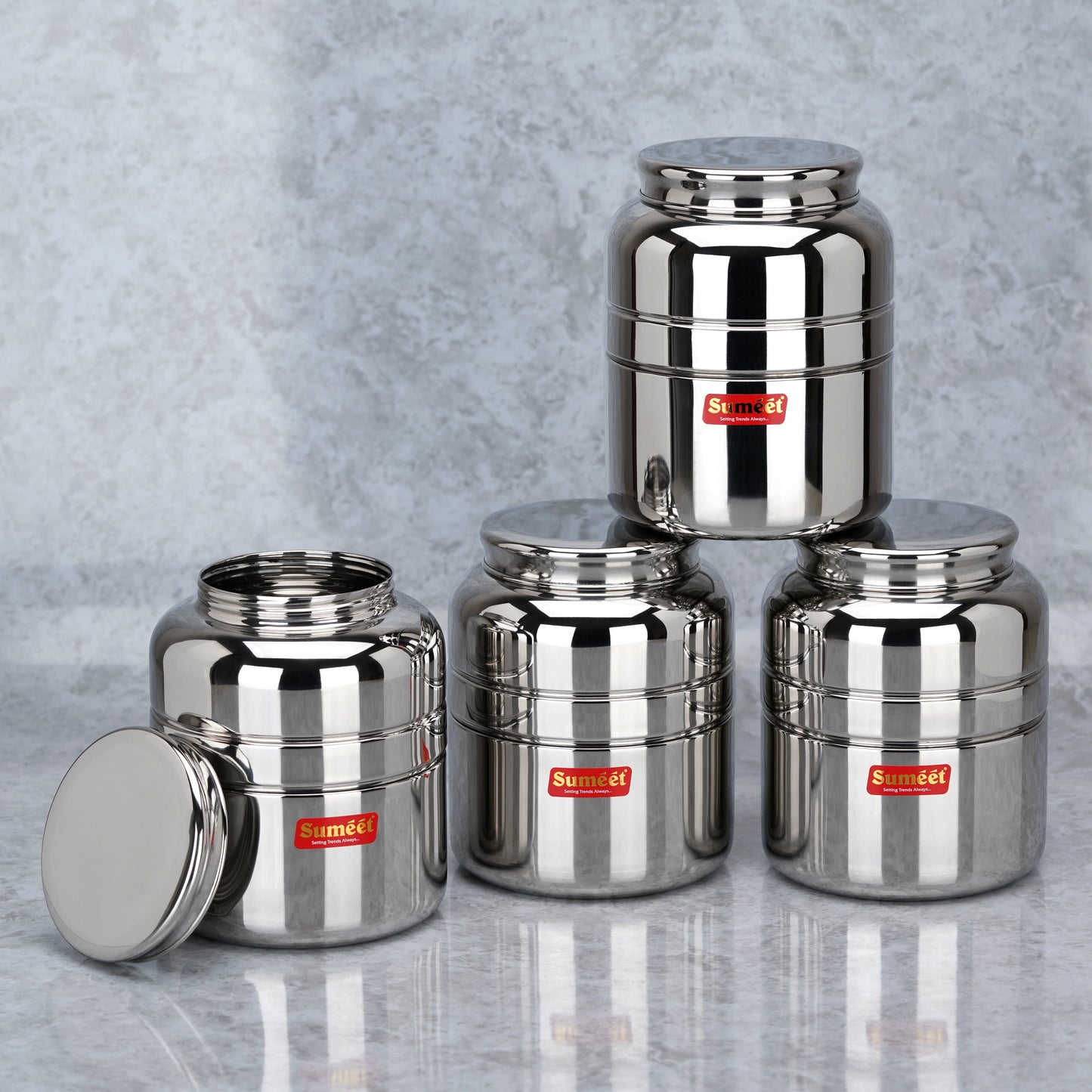 Sumeet Stainless Steel Unique Traditional Shape Extra Small Storage Containers