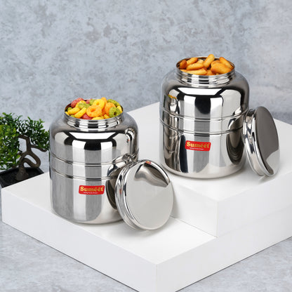 Sumeet Stainless Steel Unique Traditional Shape Extra Small Storage Containers