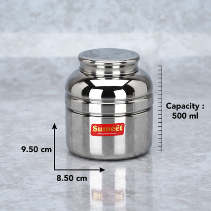 Sumeet Stainless Steel Unique Traditional Shape Extra Small Storage Containers