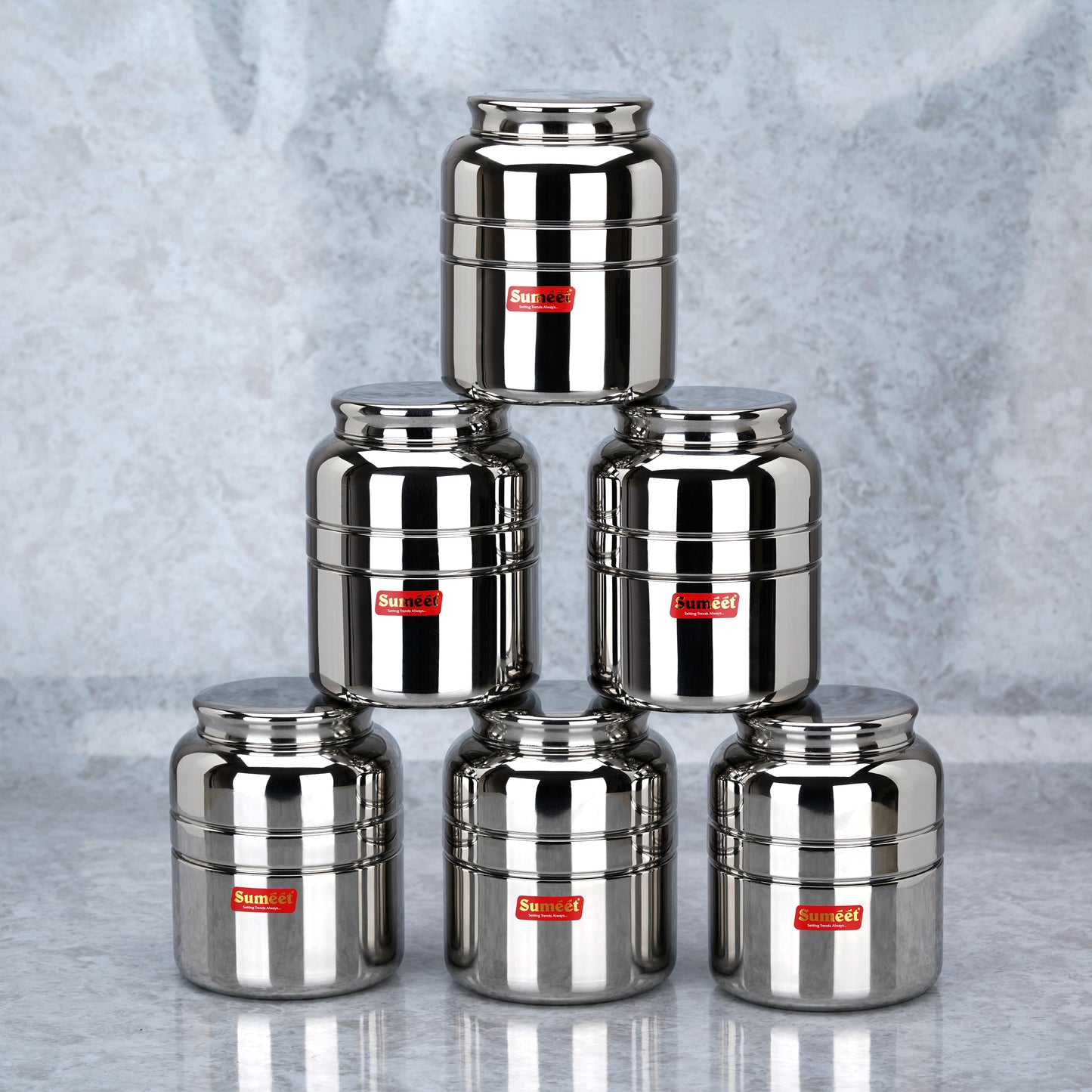 Sumeet Stainless Steel Unique Traditional Shape Extra Small Storage Containers