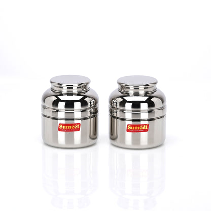 Sumeet Stainless Steel Unique Traditional Shape Extra Small Storage Containers