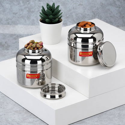 Sumeet Stainless Steel Unique Traditional Shape Extra Small Storage Containers