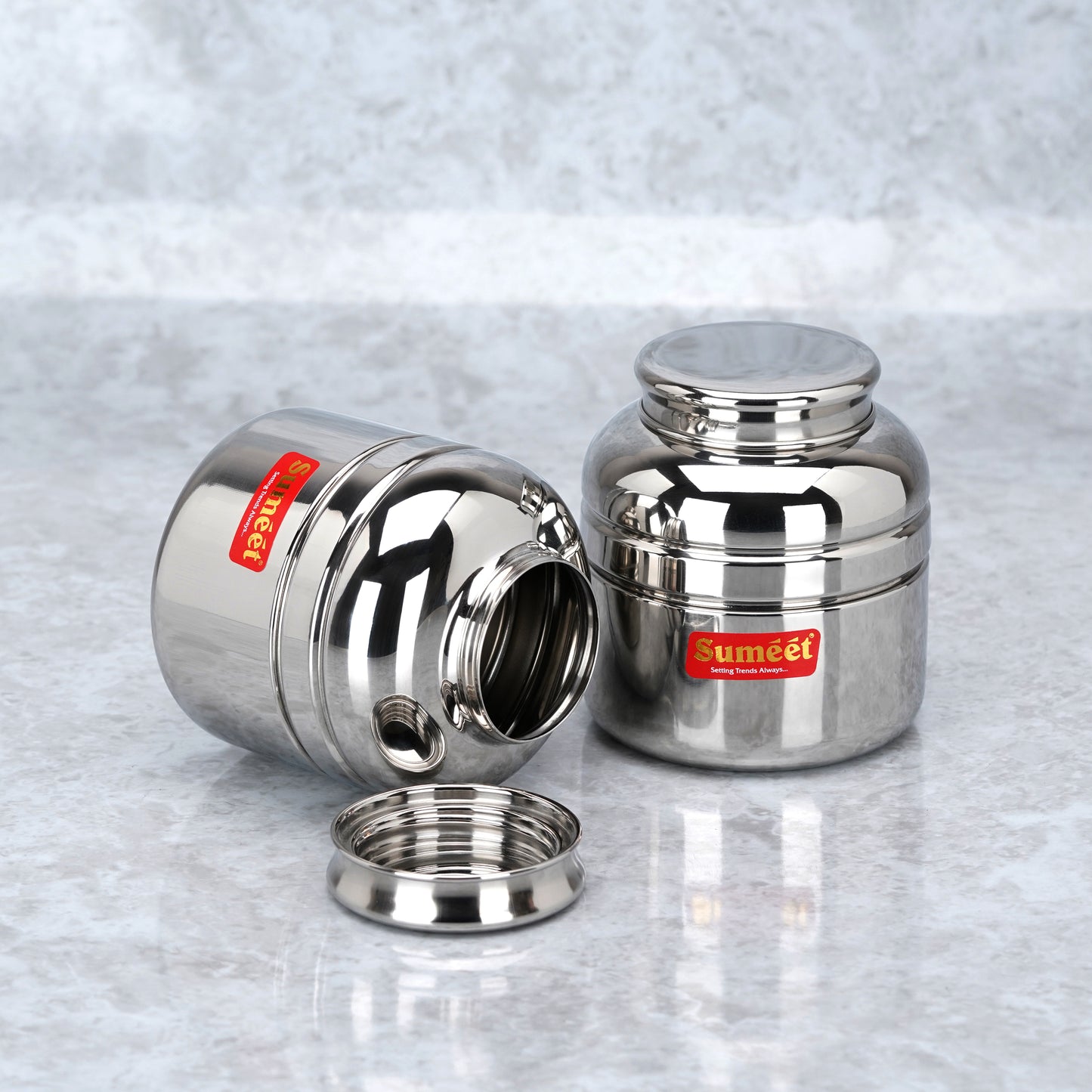 Sumeet Stainless Steel Unique Traditional Shape Extra Small Storage Containers