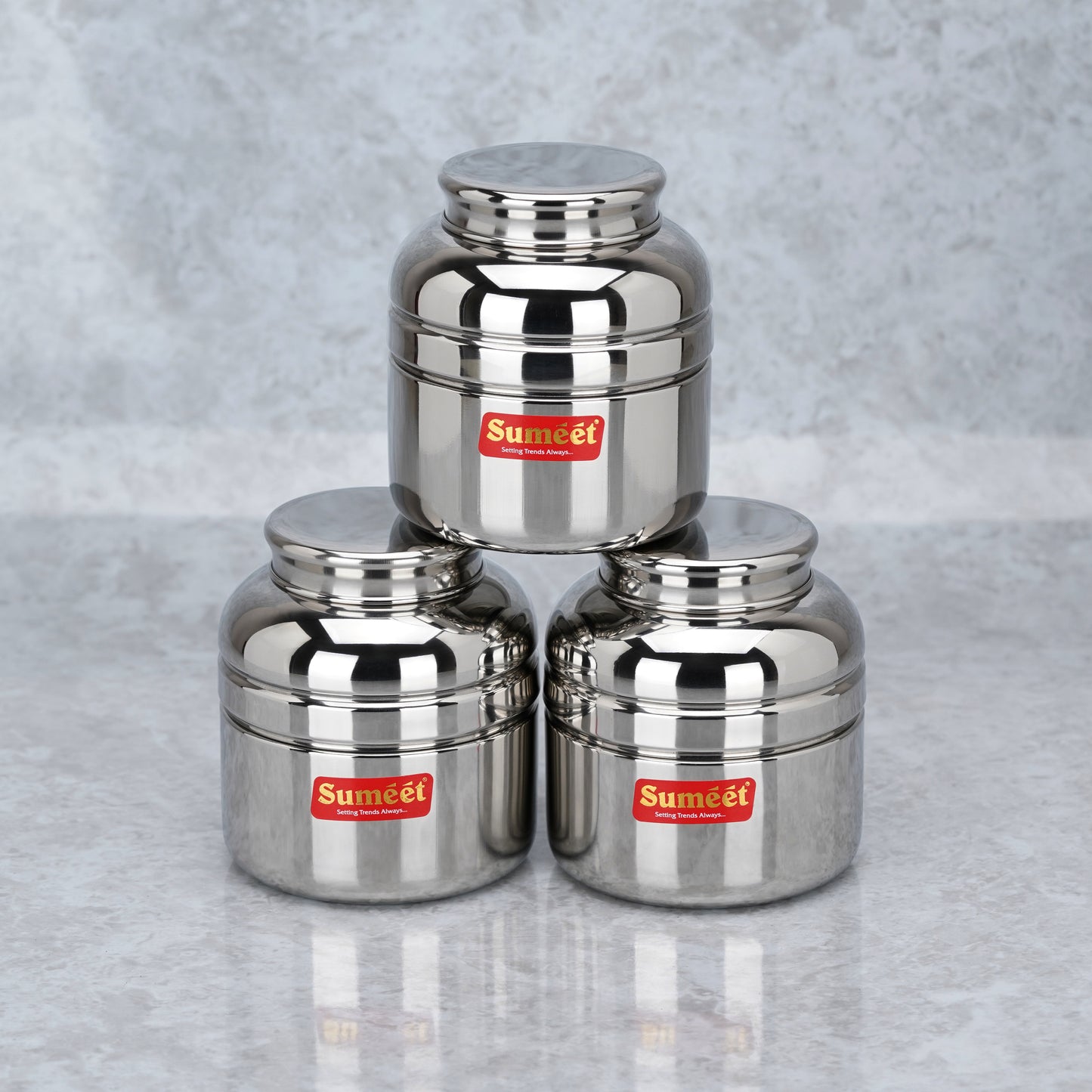 Sumeet Stainless Steel Unique Traditional Shape Extra Small Storage Containers