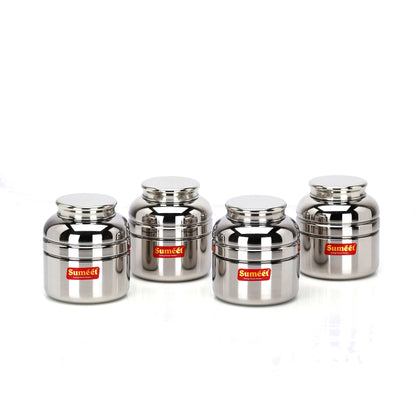 Sumeet Stainless Steel Unique Traditional Shape Extra Small Storage Containers