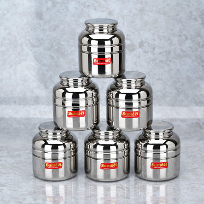 Sumeet Stainless Steel Unique Traditional Shape Extra Small Storage Containers