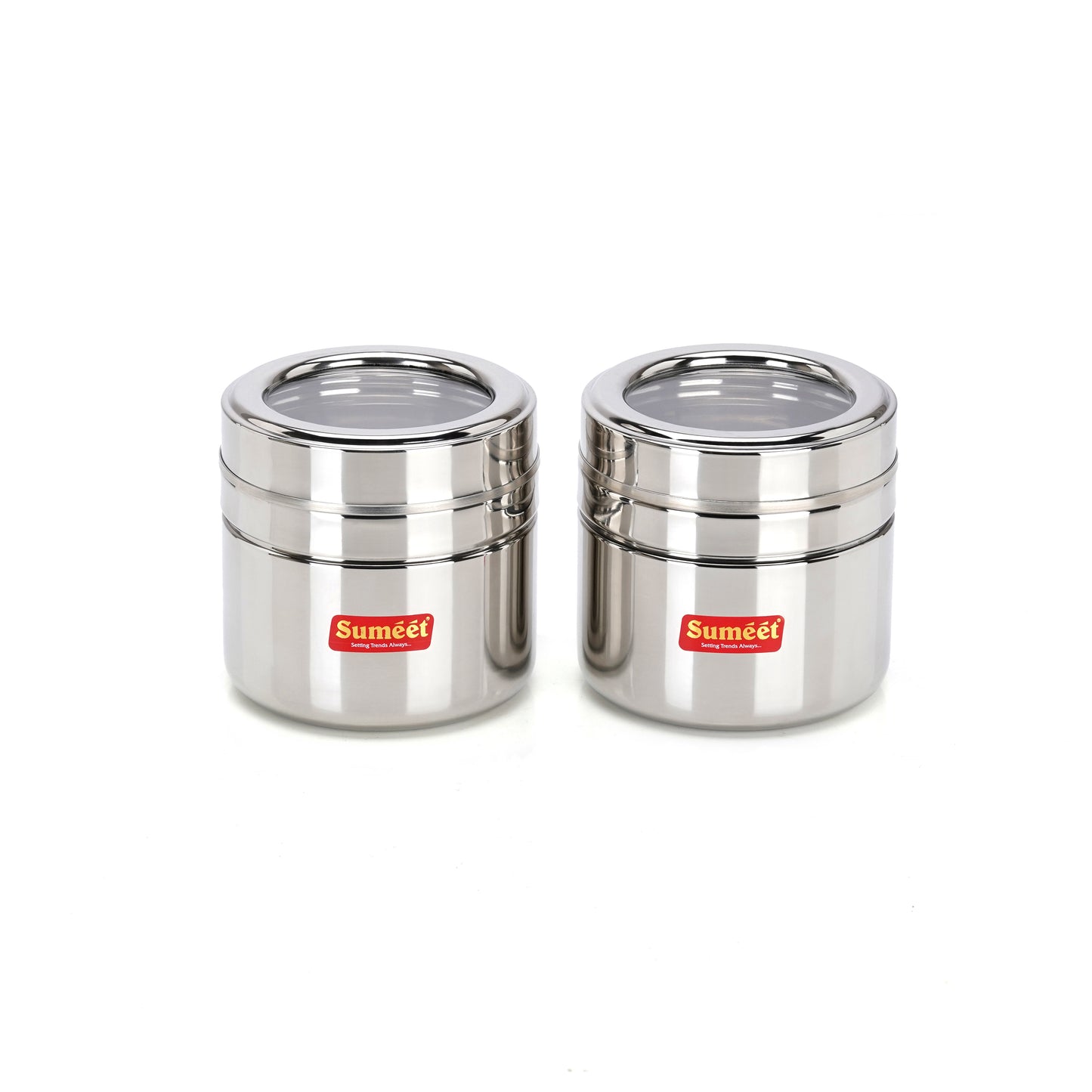 Sumeet Stainless Steel Top See Through/Transparent Lid Mini Storage Conatiner