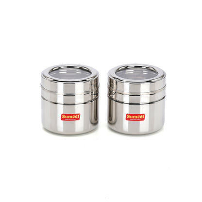 Sumeet Stainless Steel Top See Through/Transparent Lid Mini Storage Conatiner