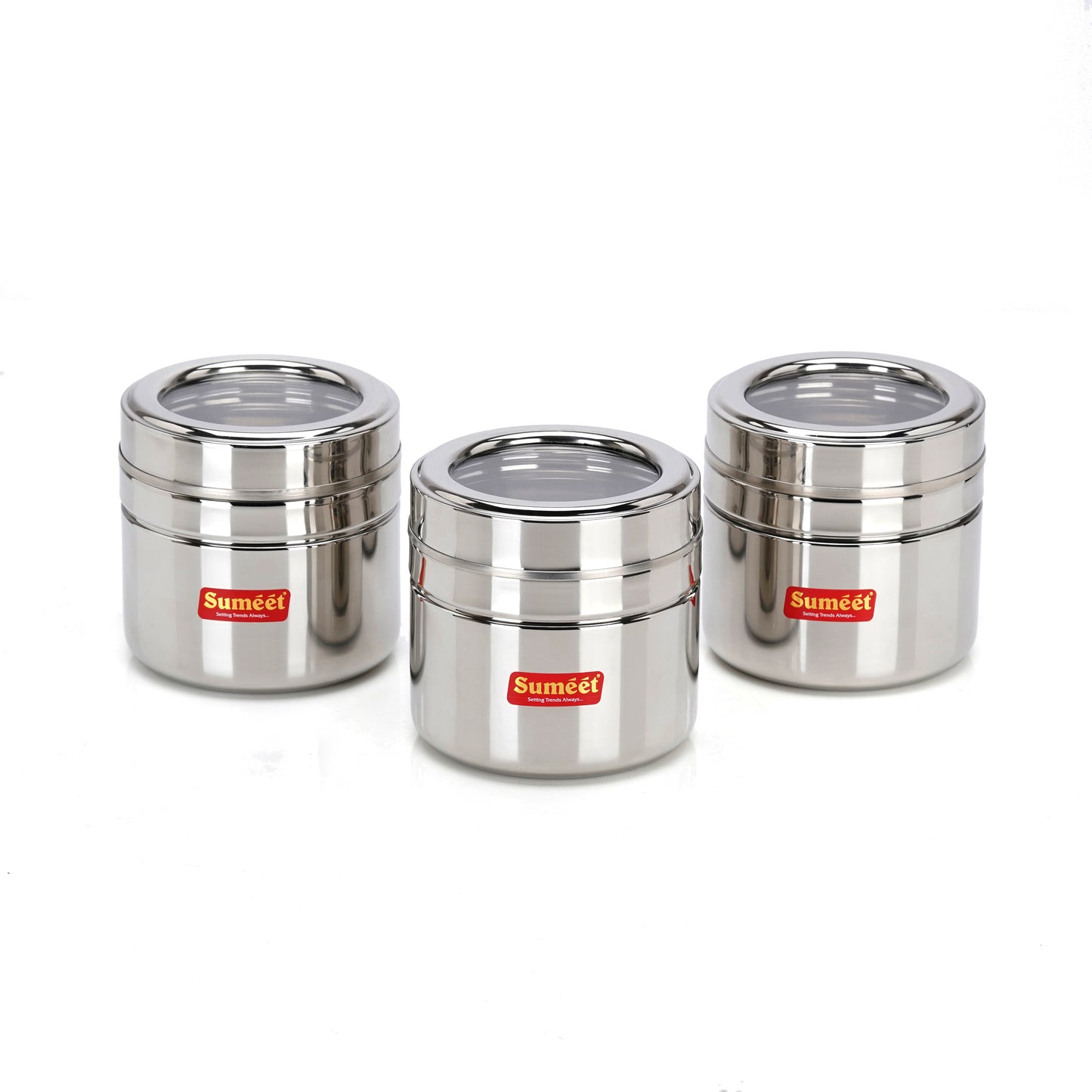 Sumeet Stainless Steel Top See Through/Transparent Lid Mini Storage Conatiner