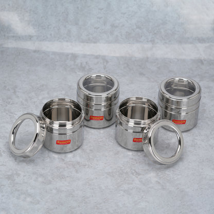 Sumeet Stainless Steel Top See Through/Transparent Lid Mini Storage Conatiner