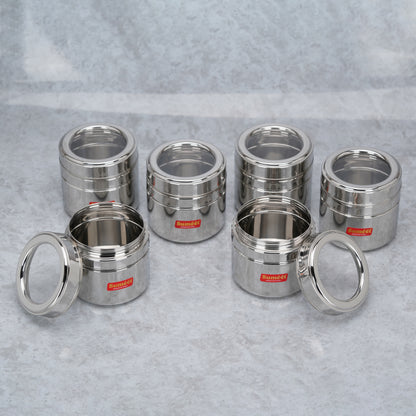 Sumeet Stainless Steel Top See Through/Transparent Lid Mini Storage Conatiner