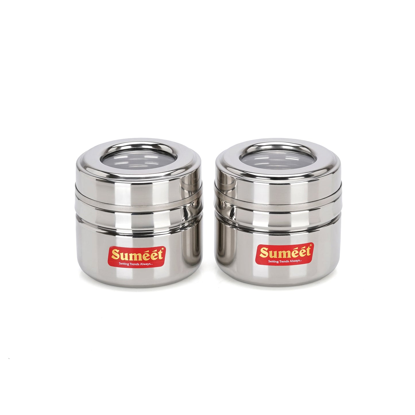 Sumeet Stainless Steel Top See Through/Transparent Lid Mini Storage Conatiner