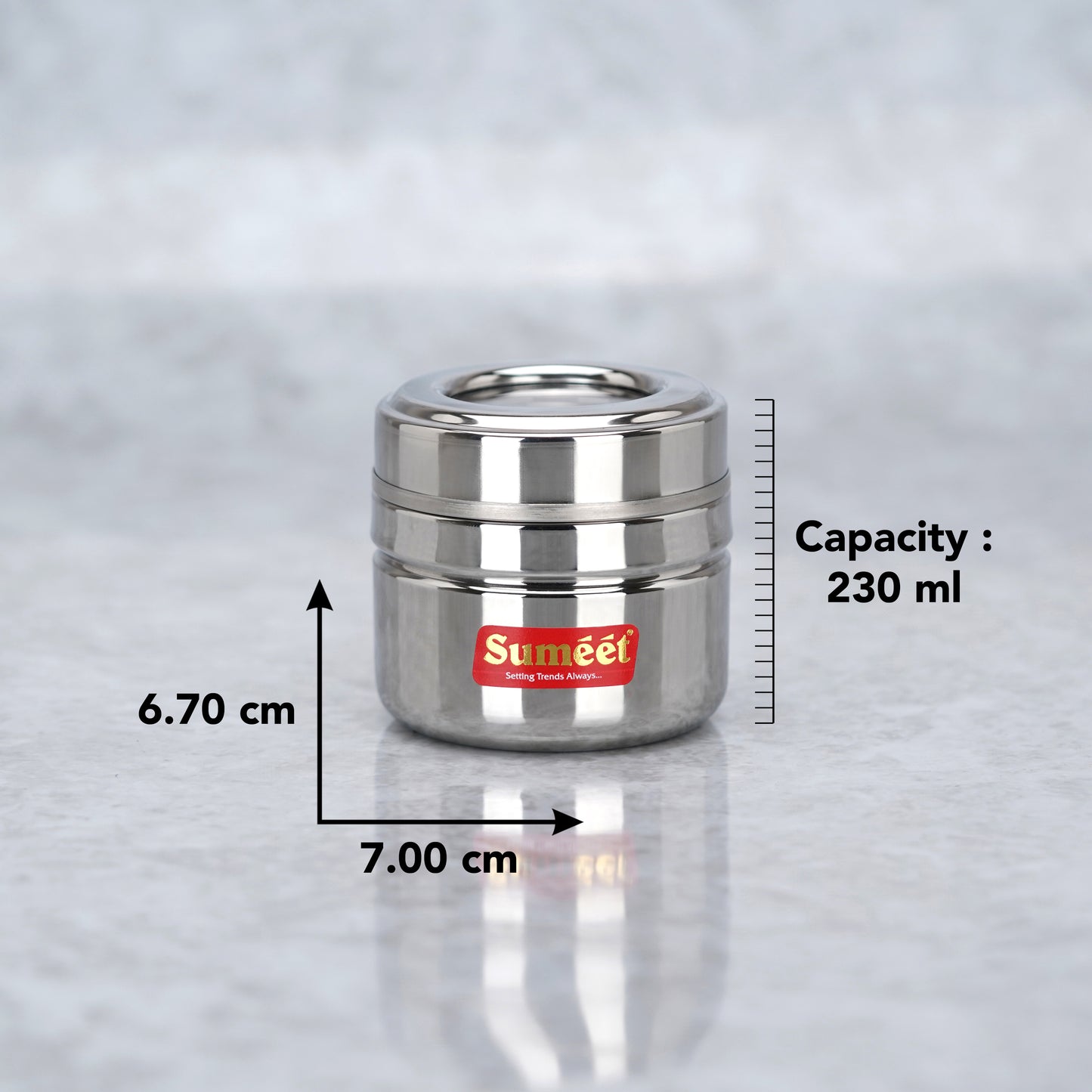 Sumeet Stainless Steel Top See Through/Transparent Lid Mini Storage Conatiner