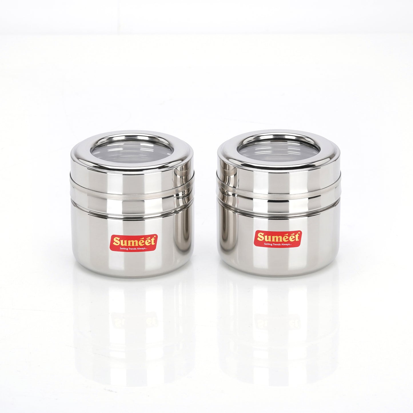 Sumeet Stainless Steel Top See Through/Transparent Lid Mini Storage Conatiner