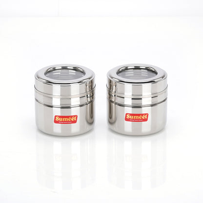 Sumeet Stainless Steel Top See Through/Transparent Lid Mini Storage Conatiner