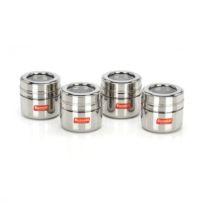 Sumeet Stainless Steel Top See Through/Transparent Lid Mini Storage Conatiner