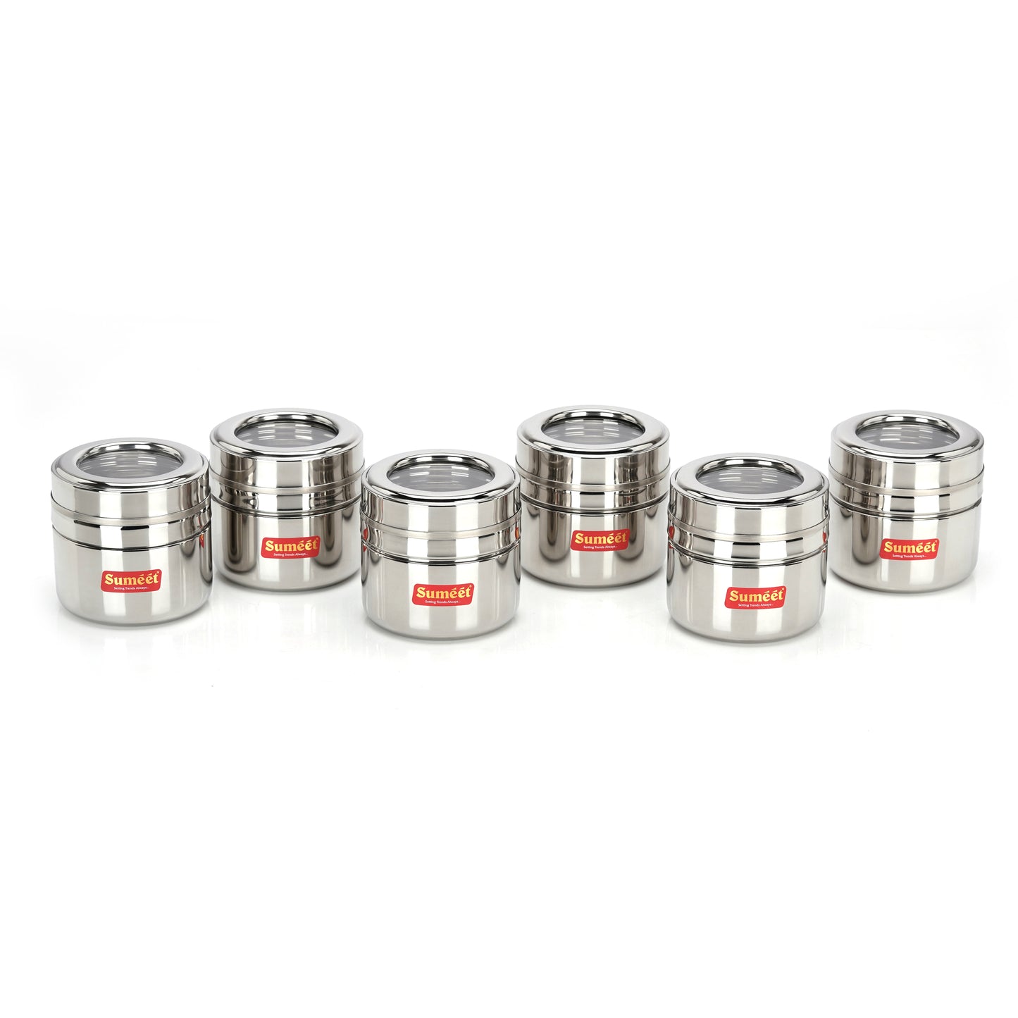 Sumeet Stainless Steel Top See Through/Transparent Lid Mini Storage Conatiner