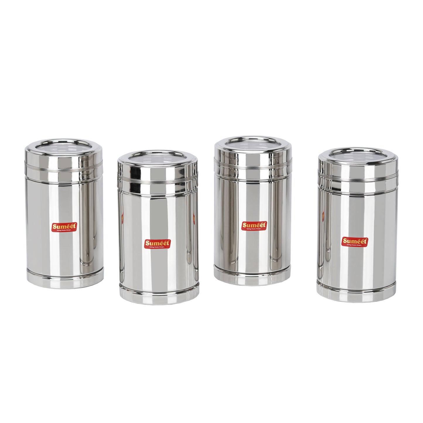 Sumeet Stainless Steel Top See Through/Transparent Lid Circular Vertical Storage Container Set