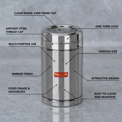 Sumeet Stainless Steel Top See Through/Transparent Lid Circular Vertical Storage Container Set