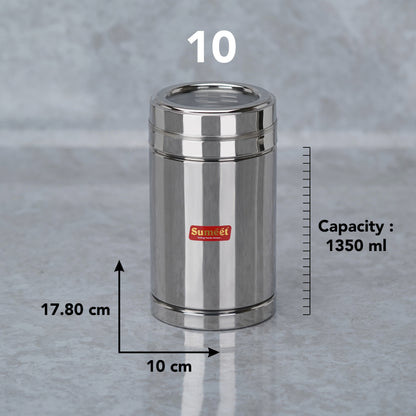 Sumeet Stainless Steel Top See Through/Transparent Lid Circular Vertical Storage Container Set