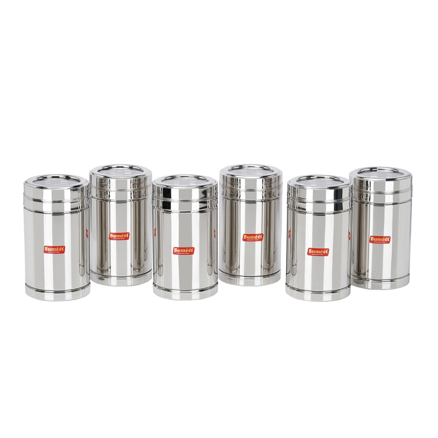 Sumeet Stainless Steel Top See Through/Transparent Lid Circular Vertical Storage Container Set