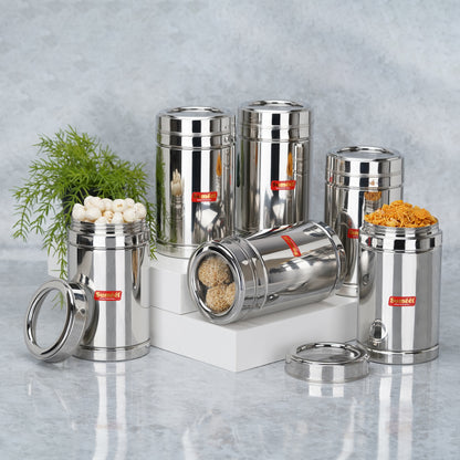 Sumeet Stainless Steel Top See Through/Transparent Lid Circular Vertical Storage Container Set