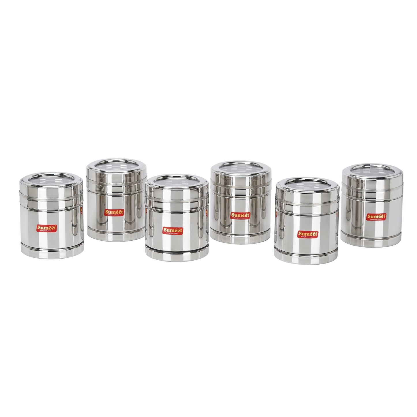 Sumeet Stainless Steel Top See Through/Transparent Lid Circular Vertical Storage Container Set