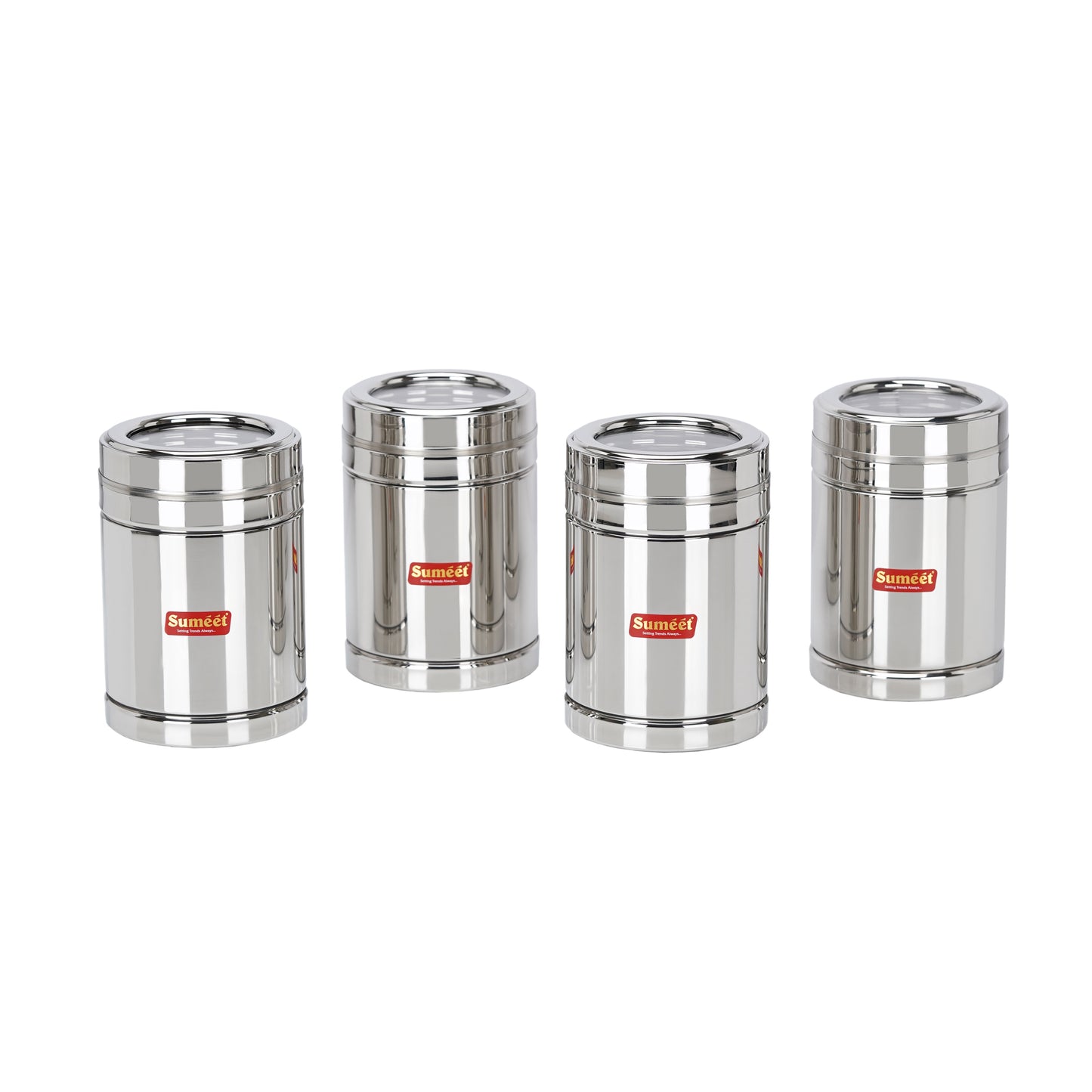 Sumeet Stainless Steel Top See Through/Transparent Lid Circular Vertical Storage Container Set