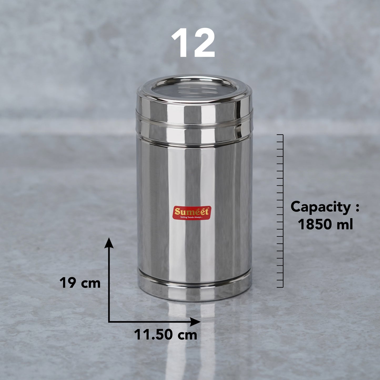 Sumeet Stainless Steel Top See Through/Transparent Lid Circular Vertical Storage Container Set