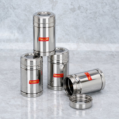 Sumeet Stainless Steel Top See Through/Transparent Lid Circular Vertical Storage Container Set