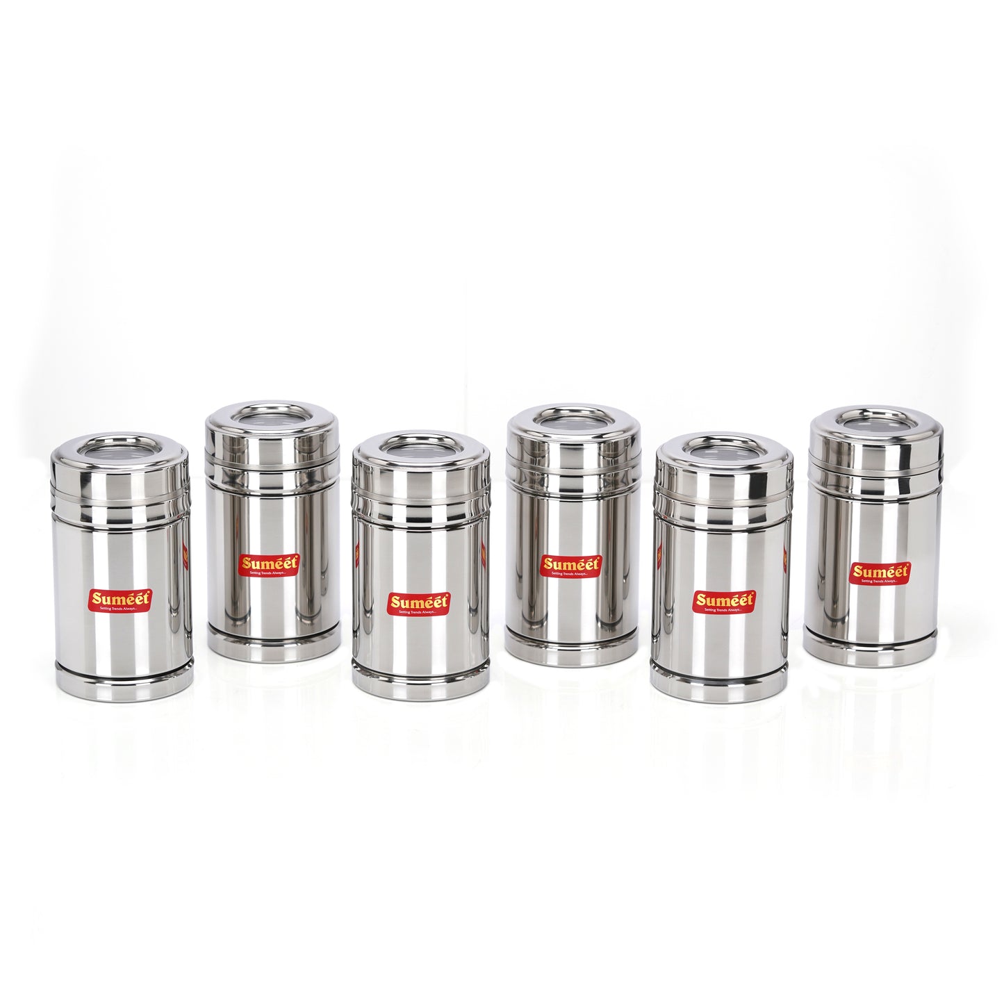 Sumeet Stainless Steel Top See Through/Transparent Lid Circular Vertical Storage Container Set