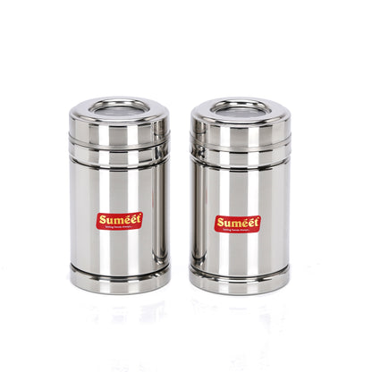 Sumeet Stainless Steel Top See Through/Transparent Lid Circular Vertical Storage Container Set