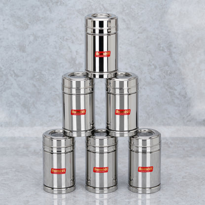 Sumeet Stainless Steel Top See Through/Transparent Lid Circular Vertical Storage Container Set