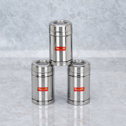 Sumeet Stainless Steel Top See Through/Transparent Lid Circular Vertical Storage Container Set