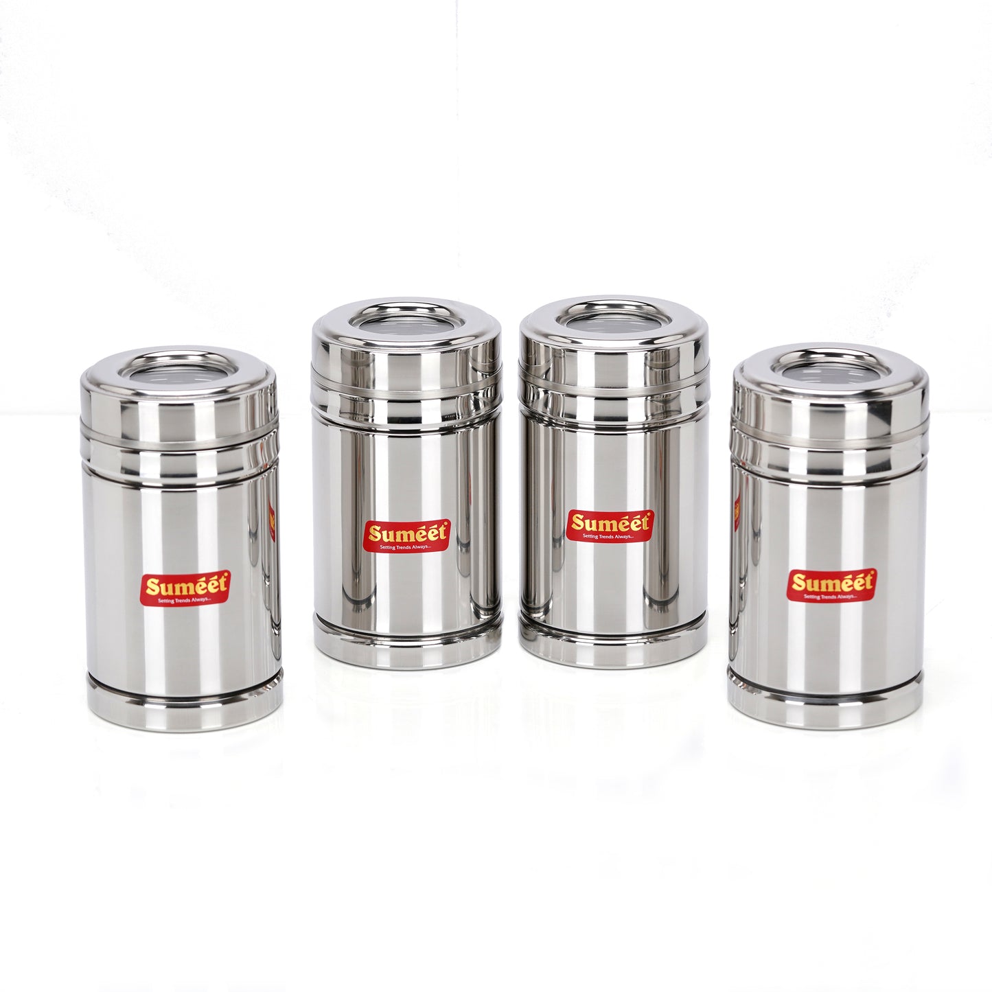 Sumeet Stainless Steel Top See Through/Transparent Lid Circular Vertical Storage Container Set