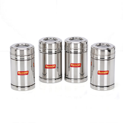 Sumeet Stainless Steel Top See Through/Transparent Lid Circular Vertical Storage Container Set