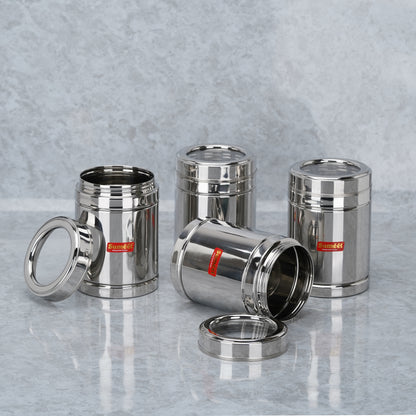 Sumeet Stainless Steel Top See Through/Transparent Lid Circular Vertical Storage Container Set