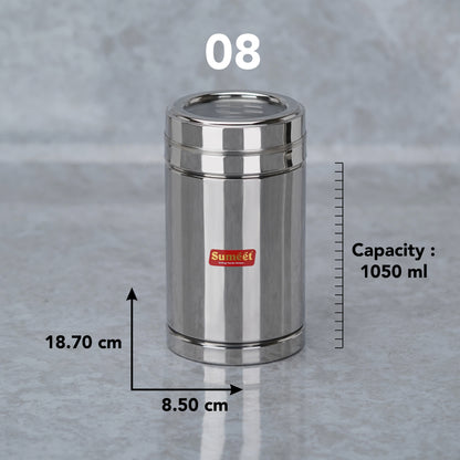 Sumeet Stainless Steel Top See Through/Transparent Lid Circular Vertical Storage Container Set