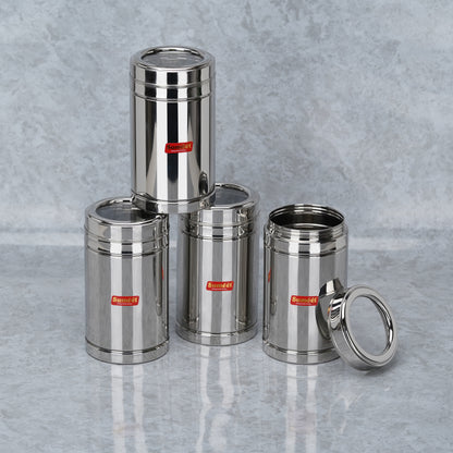 Sumeet Stainless Steel Top See Through/Transparent Lid Circular Vertical Storage Container Set