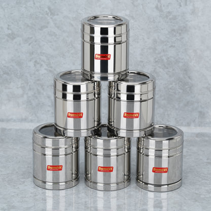 Sumeet Stainless Steel Top See Through/Transparent Lid Circular Vertical Storage Container Set