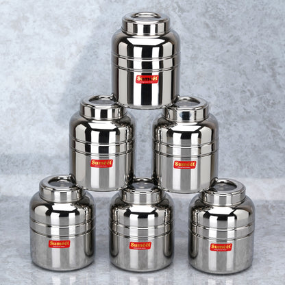 Sumeet Stainless Steel Unique Traditional Shape Top See Through/Transparent Lid Storage Containers