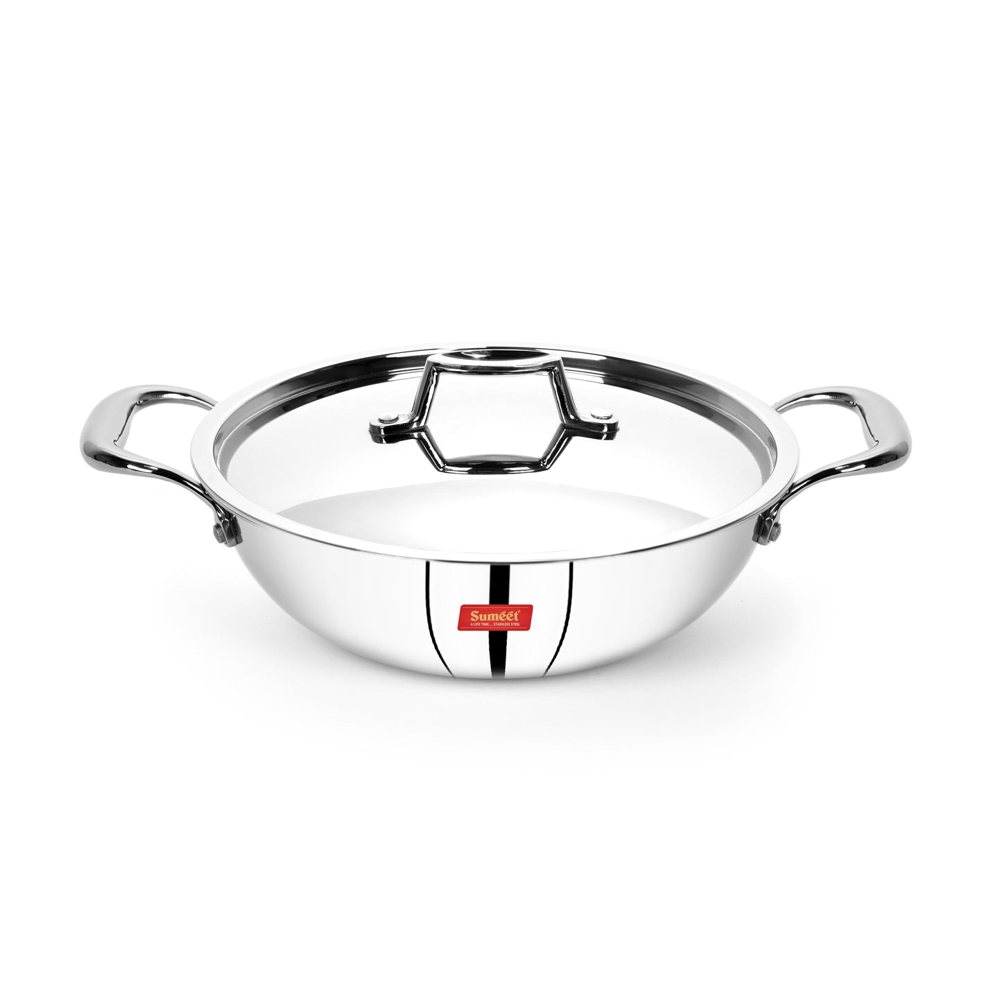 Sumeet Cook Smart TriPly Steel-Aluminium-Steel - 3 Layers Kadhai with Lid - 2.5Ltr - 24Cm