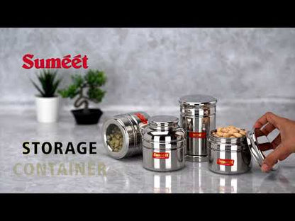 Sumeet Stainless Steel Circular Vertical Mini Storage Conatiner Set